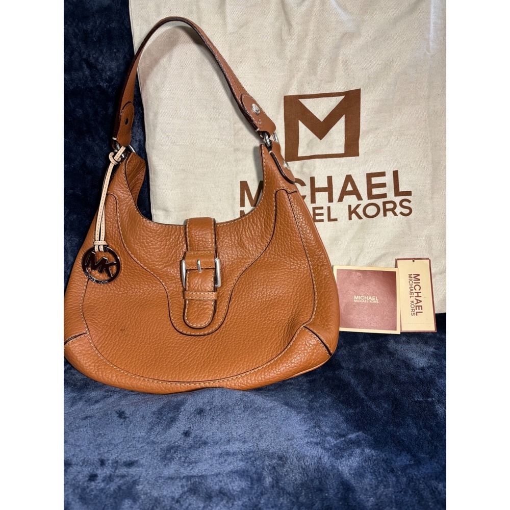 Michael‎ Kors Wheatly Hobo Bag Luggage Pebbled Leather Brown 30S51WTH1L